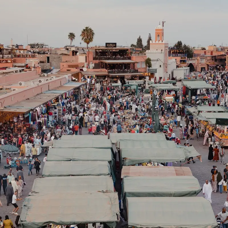 Aerial view of Jemaa el-Fna square in Marrakech