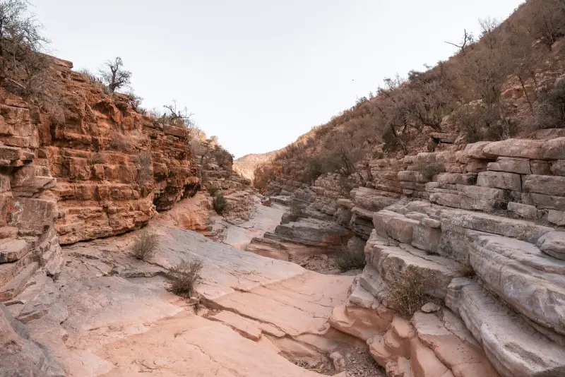 Rocky canyon and river in Paradise Valley, near Agadir